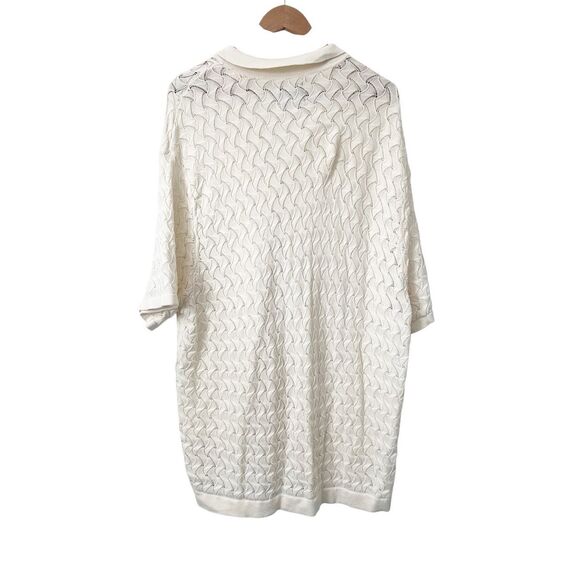 Abercrombie & Fitch Cream Textured Button-Through Polo Sweater XXL - Picture 3 of 5